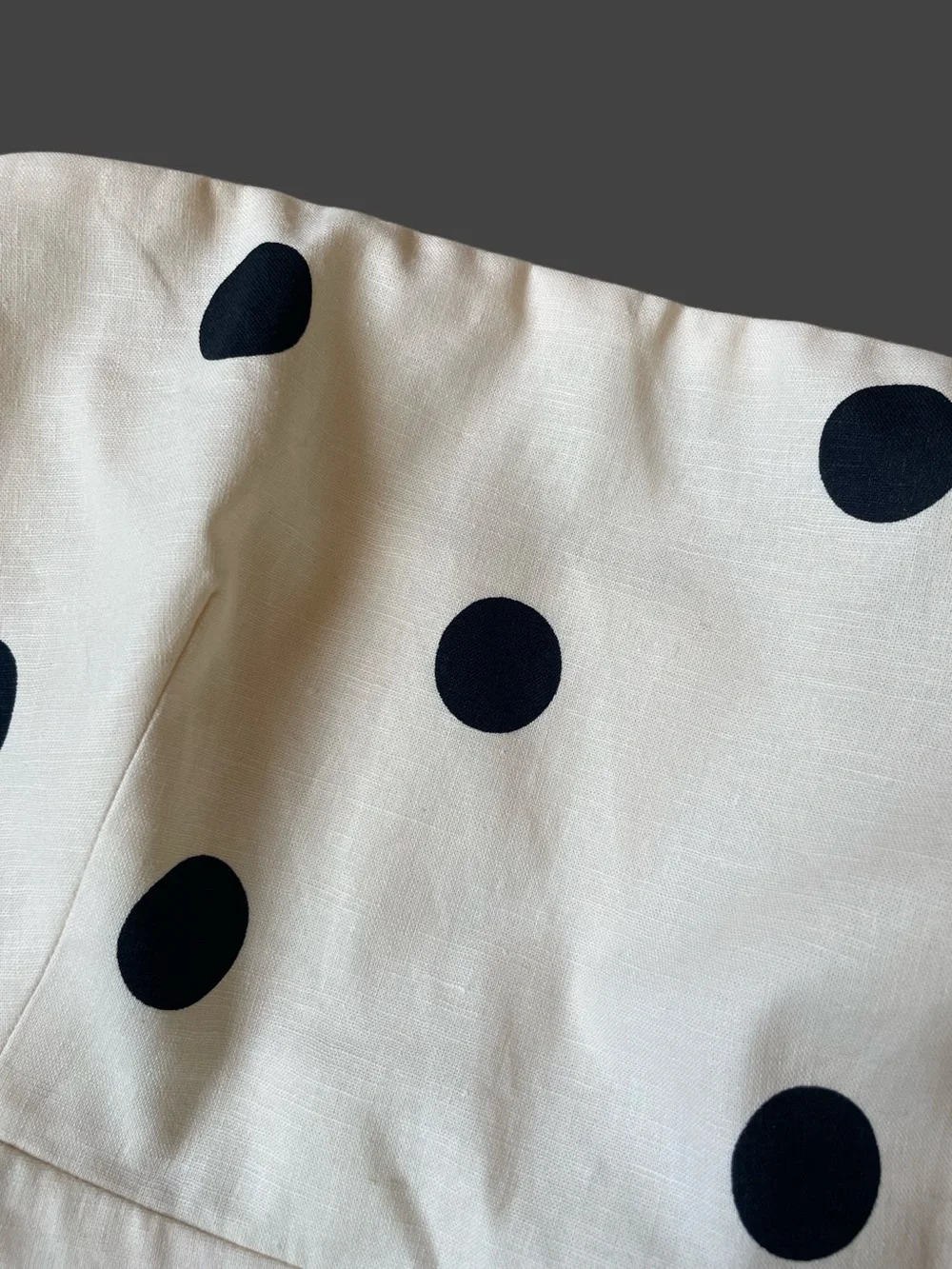 SEZANE EDITIONS Ecru Cream & Black Polka Dot Printed Linen Strapless Peplum Top - Picture 11 of 17